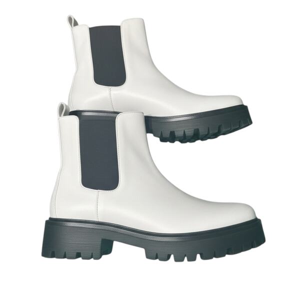 B7. BP Kora Lug Chelsea Boots White Size 9M - Picture 2 of 8
